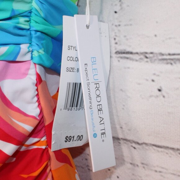 Bleu by Rod Beattie Women’s Tie-Front Halter Tankini Multi Size 6 NWT - Picture 5 of 8